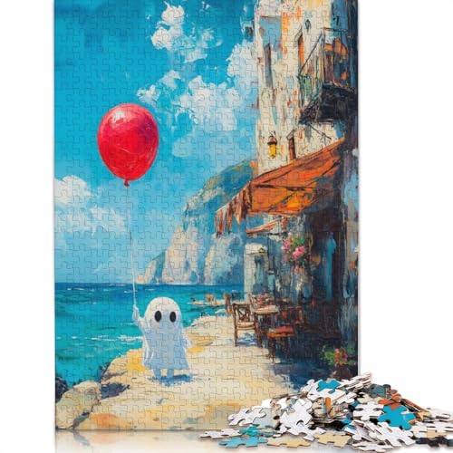 520-teiliges Holzpuzzle für Erwachsene, Geist mit Ballon am Meer, Puzzle für die ganze Familie, Geschenk für Freunde, 520 Teile (52 x 38 cm) von SOQWBYG