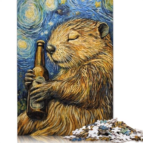 520-teiliges Puzzle, Biberbier in der Sternennacht, Puzzle für Holzpuzzle, Lernspiele für Erwachsene und 520 Teile (52 x 38 cm) von SOQWBYG