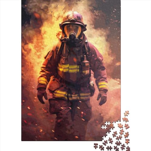 520-teiliges Puzzle, Feuerwehrmann-Flammen-Puzzle für Holzpuzzle, Lernspiele für Erwachsene und 520 Teile (52 x 38 cm) von SOQWBYG