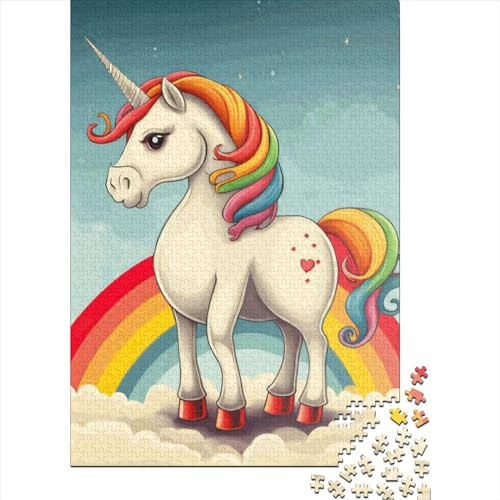 520-teiliges Puzzle für Erwachsene, Regenbogen-Einhorn-Puzzle, Familienspiel, Holzpuzzle, 520 Teile (52 x 38 cm) von SOQWBYG