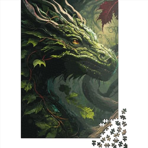 520-teiliges Puzzle für Erwachsene, grüner Drache, Puzzle zum Selbermachen, Holzpuzzle, Spielzeug, Heimdekoration, 520 Stück (52 x 38 cm) von SOQWBYG