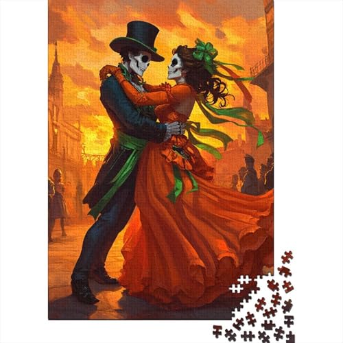 520-teiliges Puzzle für Erwachsene, künstlerisches Skelett-Paar-Puzzle, Familienspiel, Holzpuzzle, 520 Teile (52 x 38 cm) von SOQWBYG