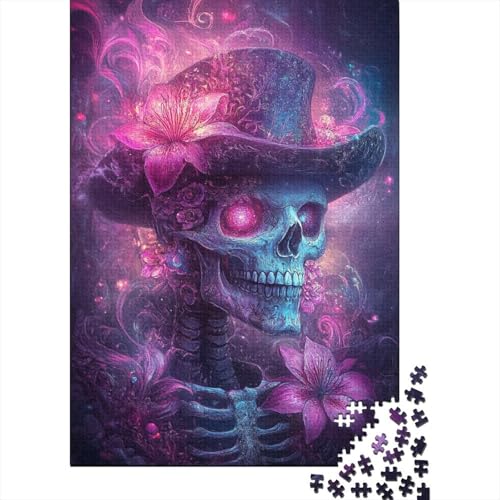 520-teiliges Puzzle für Erwachsene, künstlerisches Totenkopf-Puzzle, DIY-Holzpuzzle, Spielzeug, Heimdekoration, 520 Teile (52 x 38 cm) von SOQWBYG