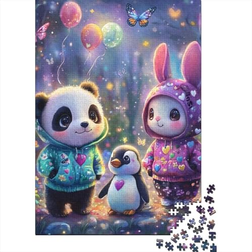 520-teiliges Puzzle für Erwachsene, süßer Pandahase, Puzzle zum Selbermachen, Holzpuzzle, Spielzeug, Heimdekoration, 520 Stück (52 x 38 cm) von SOQWBYG