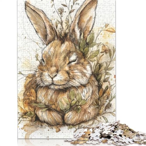 520-teiliges Puzzle für Erwachsene, süßes Osterhäschen-Puzzle, DIY-Holzpuzzle, Spielzeug, Heimdekoration, 520 Teile (52 x 38 cm) von SOQWBYG