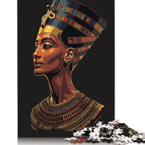 520-teiliges Puzzle für Erwachsene „Büste der Nofretete, Ägypten“, Holzpuzzle, Denksportaufgabe, Puzzle-Spielzeug, 520 Teile (52 x 38 cm) von SOQWBYG