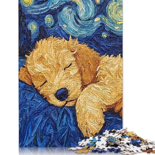 520-teiliges Puzzle für Erwachsene Welpen, Sternennacht-Puzzle, rechteckiges Holzpuzzle, kreatives Geschenk für Freunde und Familie, 520 Teile (52 x 38 cm) von SOQWBYG