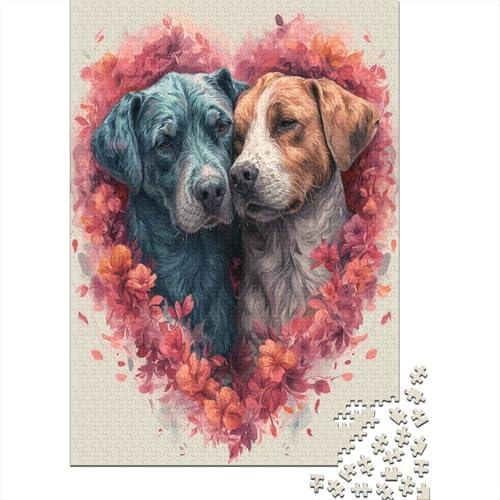 520-teiliges Puzzle mit Liebesszenen aus Zwei Hunden für Erwachsene, Holzpuzzle für die ganze Familie, Stressabbau-Puzzle für Erwachsene ab 18 Jahren, 520 Teile (52 x 38 cm) von SOQWBYG