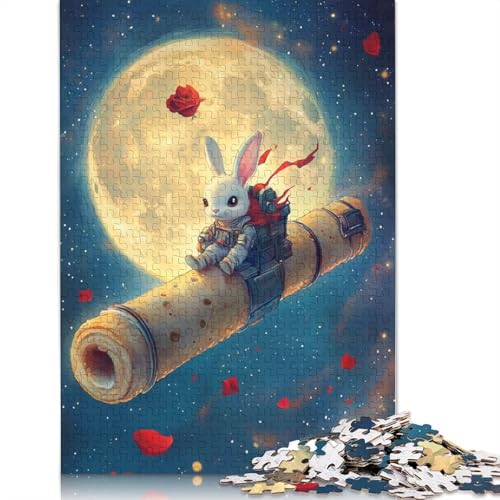 520-teiliges Puzzle mit süßem Osterhasen-Motiv für Erwachsene, Holzpuzzle für die ganze Familie, Stressabbau-Puzzle für Erwachsene ab 18 Jahren, 520 Teile (52 x 38 cm) von SOQWBYG