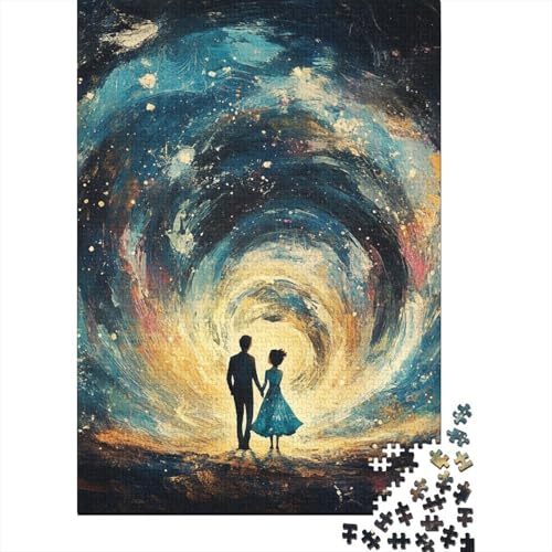 520-teiliges künstlerisches Galaxie-Paar-Puzzle für Erwachsene, Holzpuzzle für die ganze Familie, Stressabbau-Puzzle für Erwachsene ab 18 Jahren, 520 Teile (52 x 38 cm) von SOQWBYG