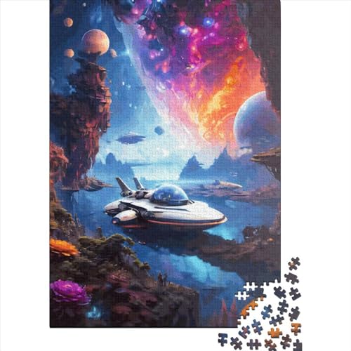 Abstraktes Raumschiff-Puzzle-Spielzeug, Lernspiel, rechteckiges Papierpuzzle für Jungen oder Mädchen, Ostergeschenke, 38 x 26 cm/1000 Teile von SOQWBYG