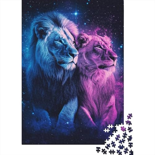 Animal Art Löwen-Puzzle, 1000 Teile, Puzzle für Erwachsene, Unmögliches Puzzle, Holzspielzeug, Puzzle, Herausforderndes Spiel, 1000 Teile (75 x 50 cm) von SOQWBYG