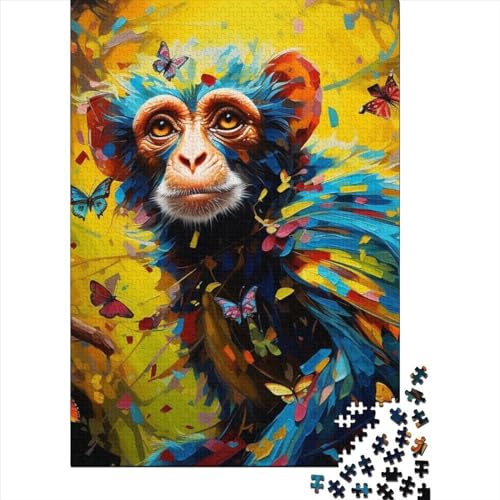 Art Animal Monkey Puzzle, 100% recycelter Karton, Premium-Karton, Puzzle für Erwachsene und Kinder, 38 x 26 cm, 1000 Teile von SOQWBYG