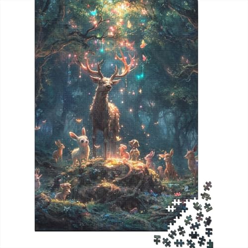 Art Deer Puzzle Relax Challenge Spielzeug Papier Rechteckiges Puzzle für Jungen oder Mädchen Vatertagsgeschenke 70x50cm/1000 Teile von SOQWBYG