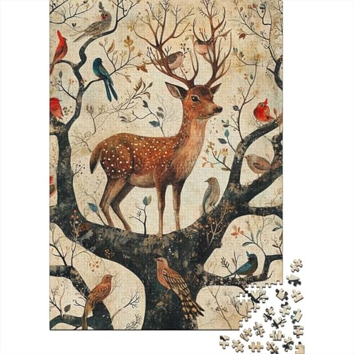 Art Deer Puzzle Spielzeug Lernspiel Premium Karton Puzzle für Erwachsene Kinder Ostergeschenk 38x26cm/1000 Teile von SOQWBYG