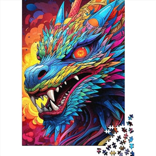 Art Dragon Puzzle Spielzeug Lernspiel Premium Karton Puzzle für Erwachsene Kinder Ostergeschenk 70x50cm/1000 Teile von SOQWBYG