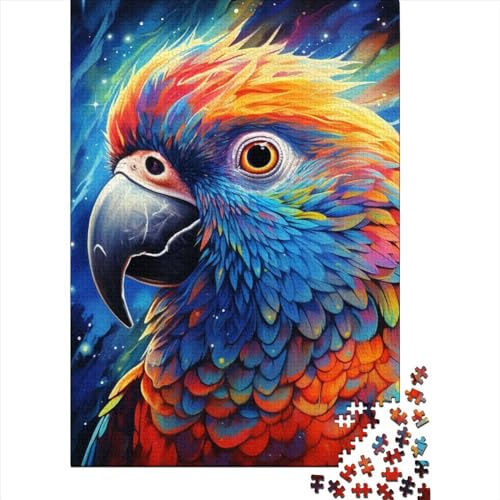 Art Papagei Tierpuzzle Dekompressionsspielzeug 100 Prozent recycelte Pappe Puzzle für Erwachsene Teenager Vatertagsgeschenke 38x26cm/1000 Teile von SOQWBYG