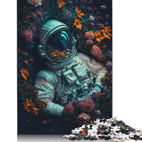 Astronaut Flowers 1500-teiliges Puzzle, Holzpuzzle für Erwachsene, schwieriges Puzzle für Erwachsene, 1500 Teile (85 x 57 cm) von SOQWBYG