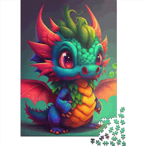 Baby-Drache-Puzzle, Lernspiel, rechteckiges Papierpuzzle für Erwachsene, Teenager, Ostergeschenke, 70 x 50 cm/1000 Teile von SOQWBYG