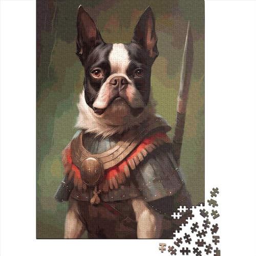 Boston Terrier Viking Puzzle Spielzeug Lernspiel Papier Rechteckiges Puzzle für Jungen oder Mädchen Ostergeschenke 70x50cm/1000 Teile von SOQWBYG