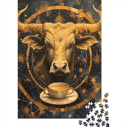 Bull Coffee Puzzle Relax Challenge Spielzeug Papier Rechteckiges Puzzle für Jungen oder Mädchen Vatertagsgeschenke 38x26cm/1000 Teile von SOQWBYG