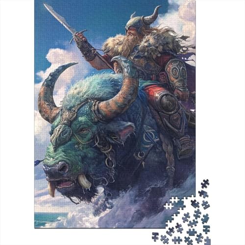 Bull Warrior Puzzle, anpassbare Bilder, 100% recycelte Pappe, Puzzle für Kinder und Erwachsene ab 12 Jahren, einzigartiges Geschenk, 38 x 26 cm, 1000 Teile von SOQWBYG