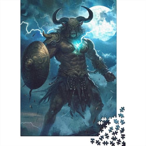 Bull Warrior Puzzle, herausforderndes und kniffliges Puzzle aus hochwertigem Karton für Erwachsene und Teenager, Ostergeschenk, 38 x 26 cm, 1000 Teile von SOQWBYG