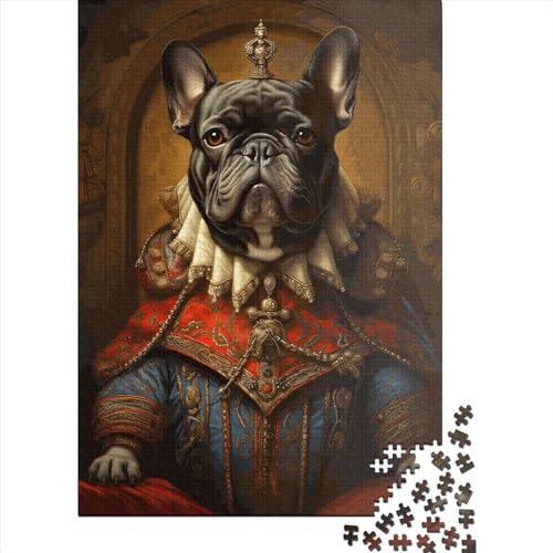 Bulldogge der König Puzzle-Spaß 100% recycelte Pappe Puzzle für Jungen oder Mädchen Kindertagsgeschenke 38 x 26 cm/1000 Teile von SOQWBYG