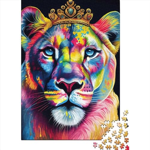 Buntes Löwin-Gesicht-Puzzle, Alter 18 Jahre, Upe-Lernspiele, 100 Prozent recycelte Pappe, Puzzle für Frauen und Männer, Ostergeschenk, 70 x 50 cm/1000 Teile von SOQWBYG