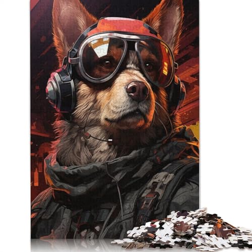 Cberpunk Hunde-Puzzle, 520 Teile, Holzpuzzle, Spielzeug, Familienspiel, Schwierigkeitsgrad, Herausforderung, Puzzles, 520 Teile (52 x 38 cm) von SOQWBYG