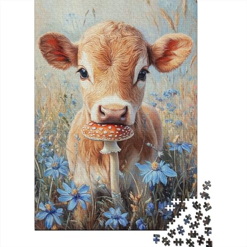 Cute_Calf_Brown Puzzle, 520 Teile, Holzpuzzle, Spielzeug, Familienspiel, Schwierigkeitsgrad, Herausforderung, Puzzles, 520 Teile (52 x 38 cm) von SOQWBYG