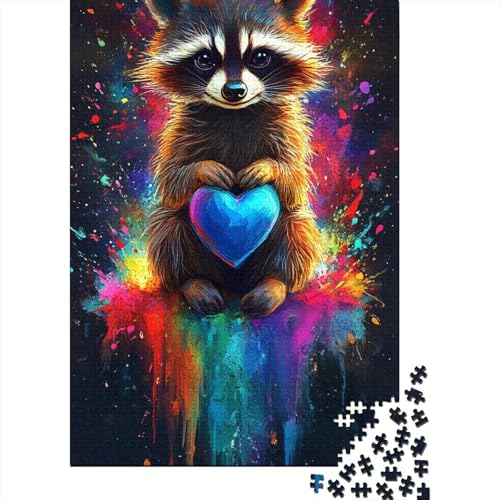 Cute_Raccoon Puzzle 1500 Teile Puzzle Spielzeug für Erwachsene Puzzle Einzigartiges schwieriges und herausforderndes Puzzlespiel Spielzeug Geschenk 1500 Teile (85x57cm) von SOQWBYG