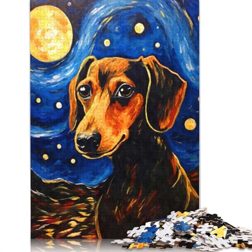 Dackel-Sternennacht-Puzzle für Erwachsene, 1500-teiliges Puzzle für Erwachsene, Puzzle aus Holz, kreativ für Erwachsene, anspruchsvolles Spiel, 1500 Teile (85 x 57 cm) von SOQWBYG