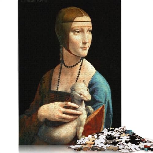 Dame mit Hermelin Puzzle 520 Teile Puzzle für Erwachsene Lernspiele Spielzeug DIY Kreatives Holzpuzzle Geschenke 520 Teile (52x38cm) von SOQWBYG