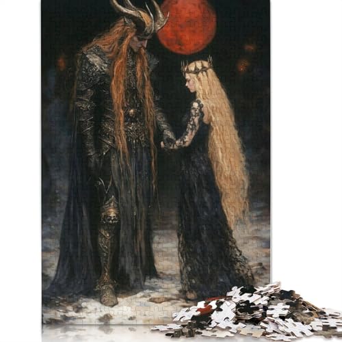 Dark Fantasy Couple Puzzle 1500 Teile Puzzle Holzpuzzle Spielzeug Familienspiel Schwierigkeitsgrad Herausforderung Puzzles 1500 Teile (85x57cm) von SOQWBYG