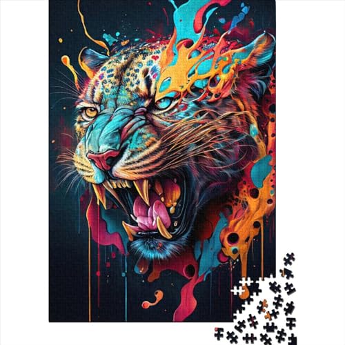 Der mysteriöse Leopard, 1500-teiliges Puzzle, Holzpuzzle für Erwachsene, schwieriges Puzzle für Erwachsene, 1500 Teile (85 x 57 cm) von SOQWBYG