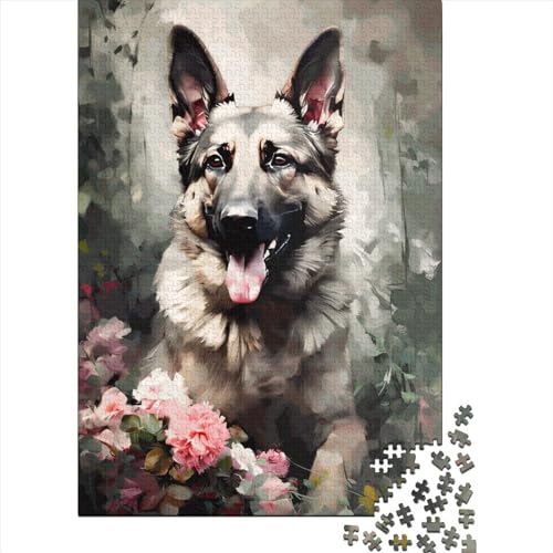 Deutscher Schäferhund-Puzzle, 1000 Teile, Holzpuzzle, Spielzeug, Familienspiel, Schwierigkeitsgrad, Herausforderung, Puzzles 1000 Teile (75 x 50 cm) von SOQWBYG