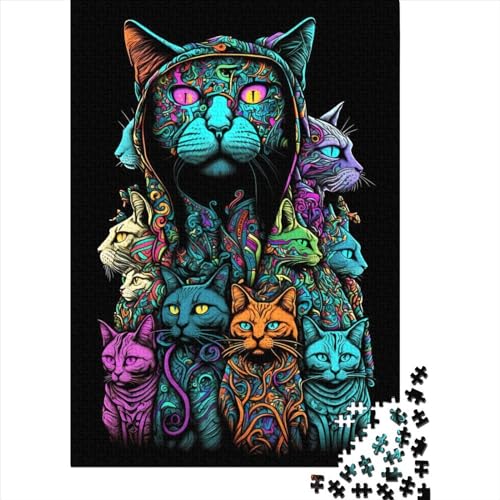 Doodling Cats Puzzlefreundliche Materialien, 100 Prozent recycelte Pappe, Puzzle für Erwachsene und Kinder, Ostergeschenke, 38 x 26 cm, 1000 Teile von SOQWBYG