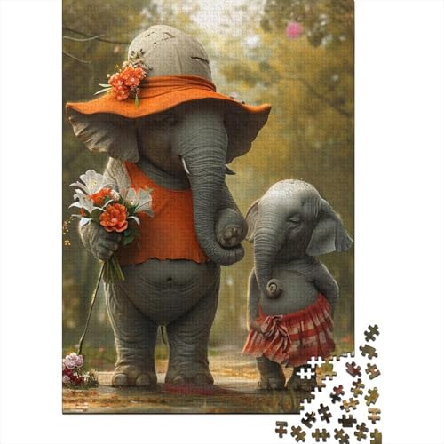 Elefantenfamilien-Puzzle, Dekompressionsspielzeug, rechteckiges Papierpuzzle für Kinder und Erwachsene ab 12 Jahren, Ostergeschenke, 70 x 50 cm, 1000 Teile von SOQWBYG