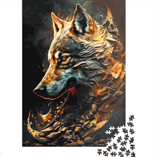 Fanasy Wolf Puzzle Lernspiel Papier Rechteckiges Puzzle für Erwachsene Teenager Ostergeschenke 38x26cm/1000 Teile von SOQWBYG