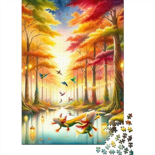 Fantasy Axoloyl Puzzle Relax Challenge Spielzeug Premium Karton Puzzle für Erwachsene Kinder Ostergeschenke 70x50cm/1000 Teile von SOQWBYG