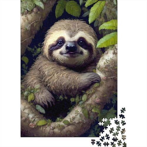 Faultier-Puzzle, 100% recycelter Karton, 100% recycelter Karton, Puzzle für Jungen oder Mädchen, Ostergeschenk, 38 x 26 cm, 1000 Teile von SOQWBYG