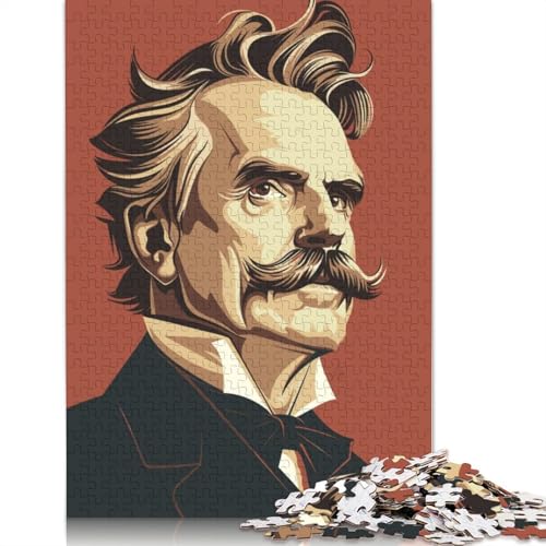 Friedrich Nietzsche Puzzle für Erwachsene 1000-teiliges Puzzle für Erwachsene Puzzle aus Holz, kreativ für Erwachsene, anspruchsvolles Spiel, 1000 Teile (75 x 50 cm) von SOQWBYG