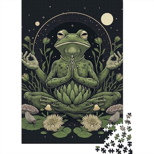 Frog_Meditating Puzzle, Denksportaufgabe, Papier, rechteckiges Puzzle für Erwachsene und Teenager, 38 x 26 cm, 1000 Teile von SOQWBYG