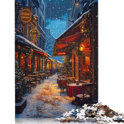 Frohe Weihnachten in der Stadt, Puzzle für Erwachsene, 520-teiliges Puzzle für Erwachsene, Puzzle aus Holz, kreativ für Erwachsene, anspruchsvolles Spiel, 520 Teile (52 x 38 cm) von SOQWBYG