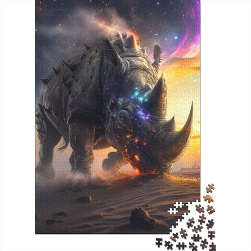 Galaxy Rhino Puzzle, schwierige Herausforderung, 100 Prozent recycelte Pappe, Puzzle für Kinder und Erwachsene ab 12 Jahren, 38 x 26 cm, 1000 Teile von SOQWBYG