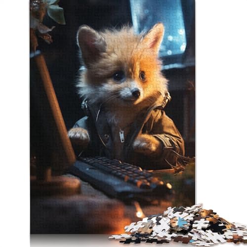 Gamer Fox Puzzle 1500 Teile Puzzle für Erwachsene, Lernspiele, Spielzeug, DIY, kreatives Holzpuzzle, Geschenke, 1500 Teile (85 x 57 cm) von SOQWBYG