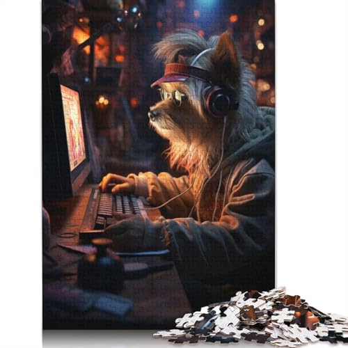 Gaming-Puzzle mit Hippie-Hund, 520 Puzzleteile, Holzpuzzle für Erwachsene und Wanddekoration zu Hause, 520 Teile (52 x 38 cm) von SOQWBYG