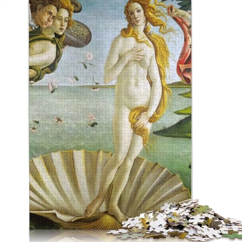 Geburt der Venus Botticell Puzzle für Erwachsene 1000-teiliges Puzzle aus Holz, kreativ für Erwachsene, anspruchsvolles Spiel, 1000 Teile (75 x 50 cm) von SOQWBYG