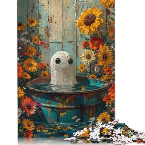 Geist im Blumenbad, 520-teiliges Puzzle, Holzpuzzle, Spielzeug, Familienspiel, Schwierigkeitsgrad, Herausforderung, Puzzles 520 Teile (52 x 38 cm) von SOQWBYG